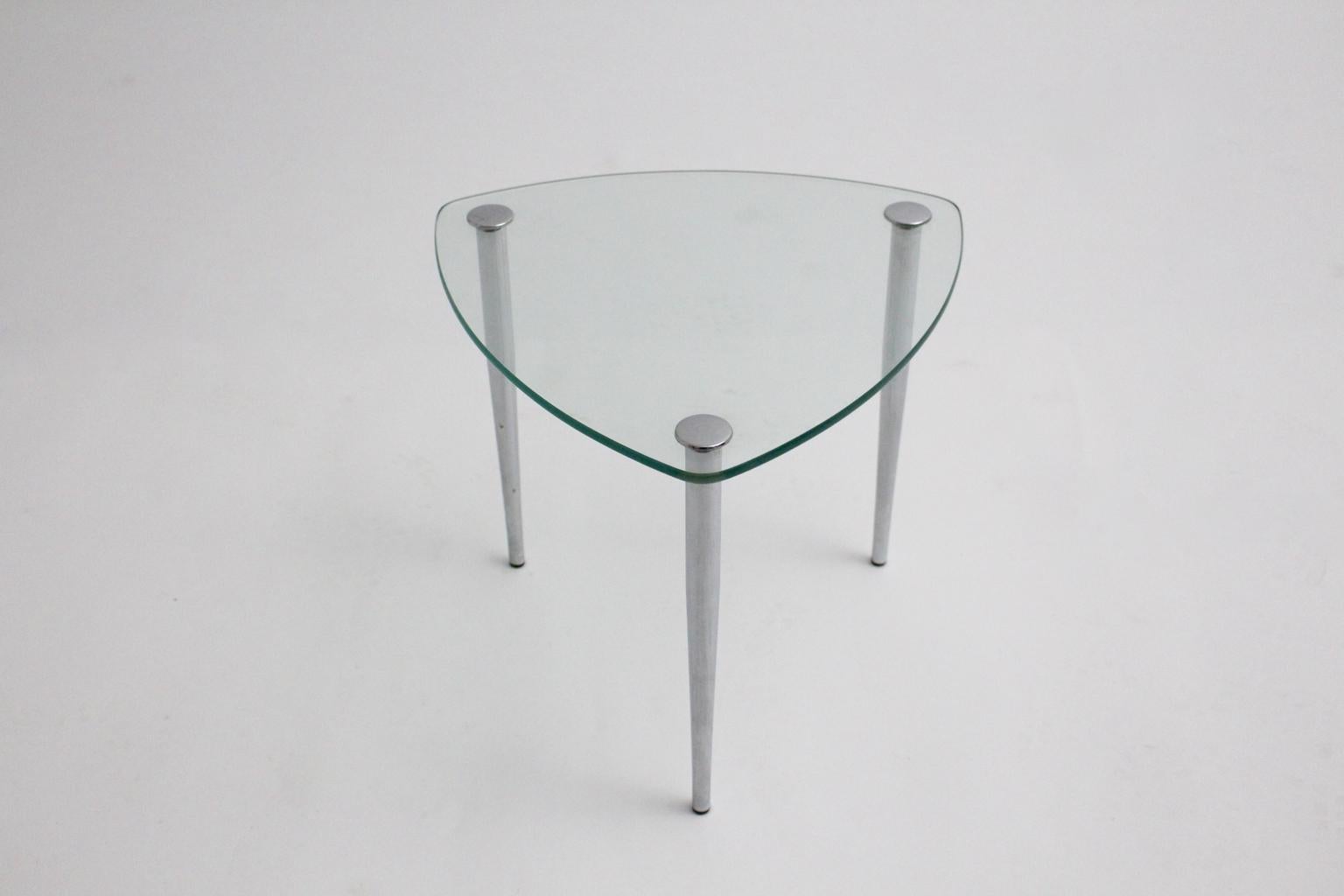 Mid-20th Century Mid-Century Modern Vintage Metal Glass Side Table, 1960s, Italy