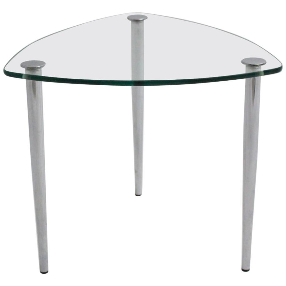 Mid-Century Modern Vintage Metal Glass Side Table, 1960s, Italy