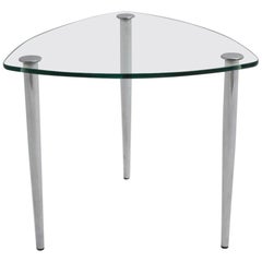 Mid-Century Modern Vintage Metal Glass Side Table, 1960s, Italy