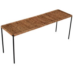 Mid-Century Modern Vintage Metal Wicker Side Table by Carl Auböck 1950s, Vienna