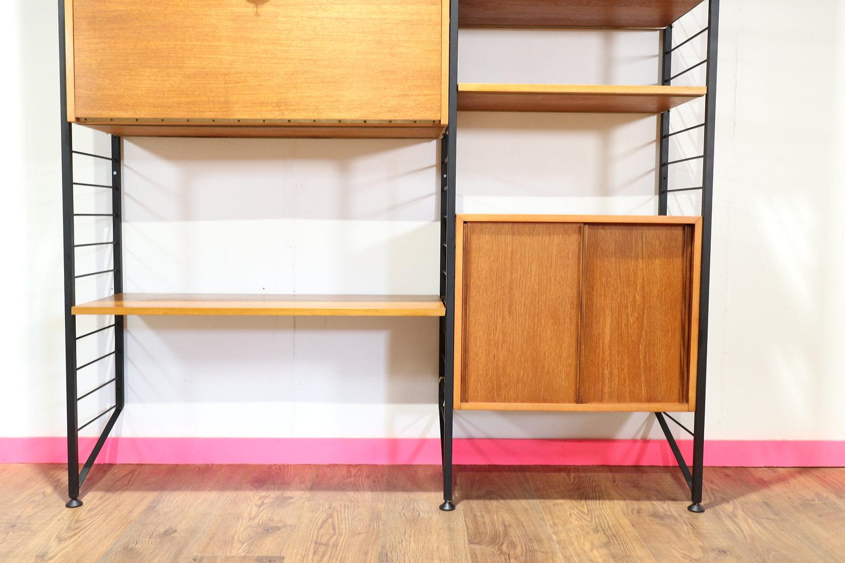 Mid-Century Modern Vintage Modular Bookcase Teak Wall Unit by Ladderax 5