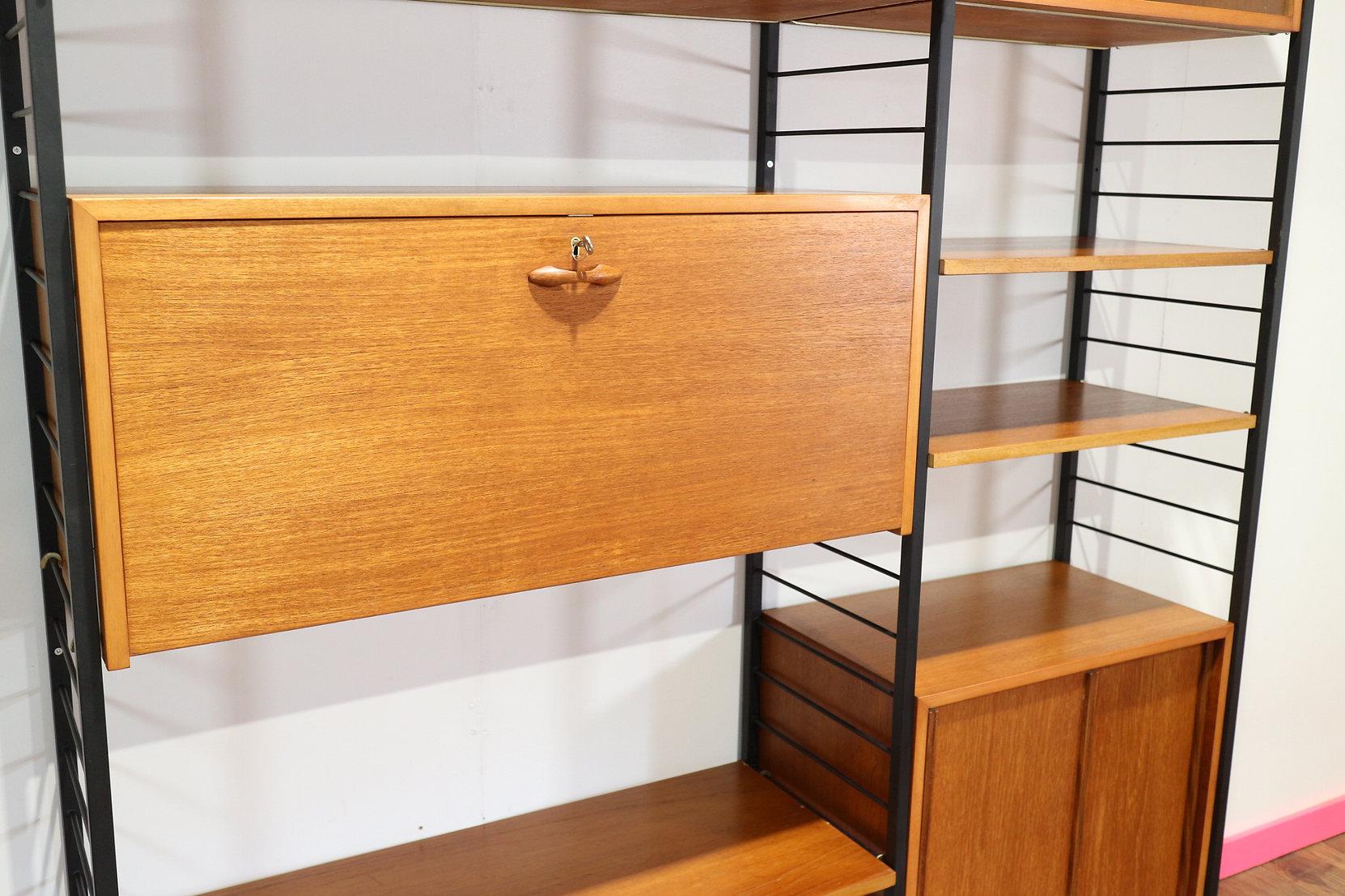 20th Century Mid-Century Modern Vintage Modular Bookcase Teak Wall Unit by Ladderax