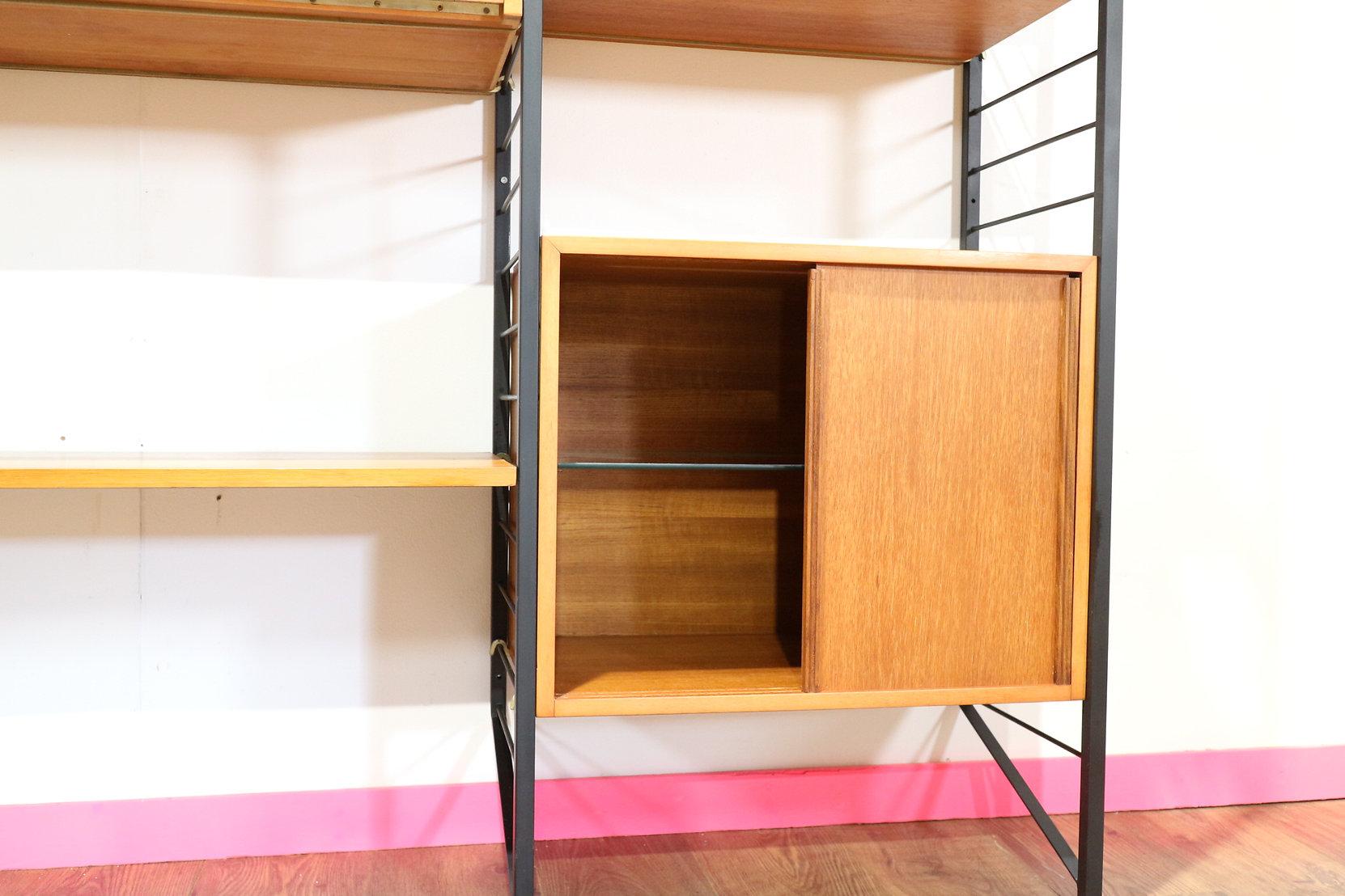Mid-Century Modern Vintage Modular Bookcase Teak Wall Unit by Ladderax 4