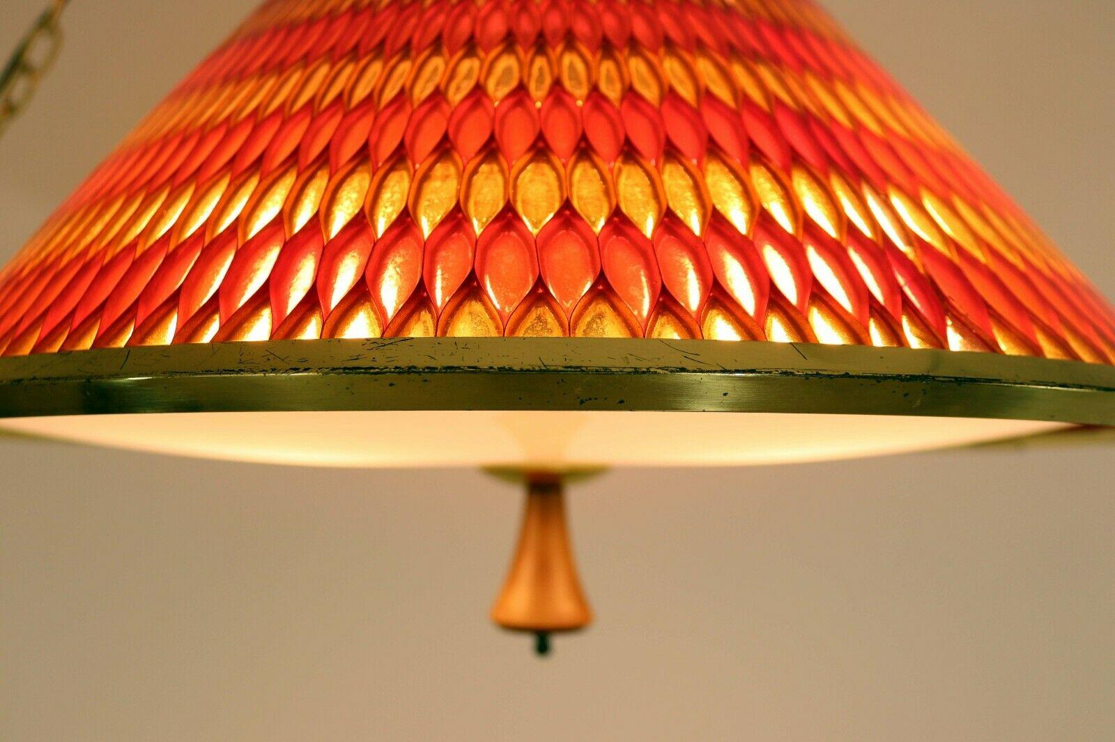 Plexiglass Mid-Century Modern Vintage Moe Light Honeycomb Hanging Swag Lamp