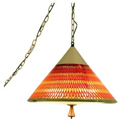 Mid-Century Modern Vintage Moe Light Honeycomb Hanging Swag Lamp
