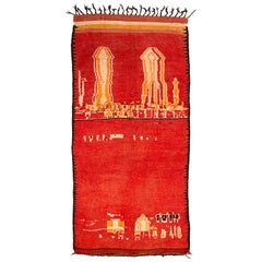 Mid-Century Modern Authentic Vintage Red Moroccan Tribal Rug