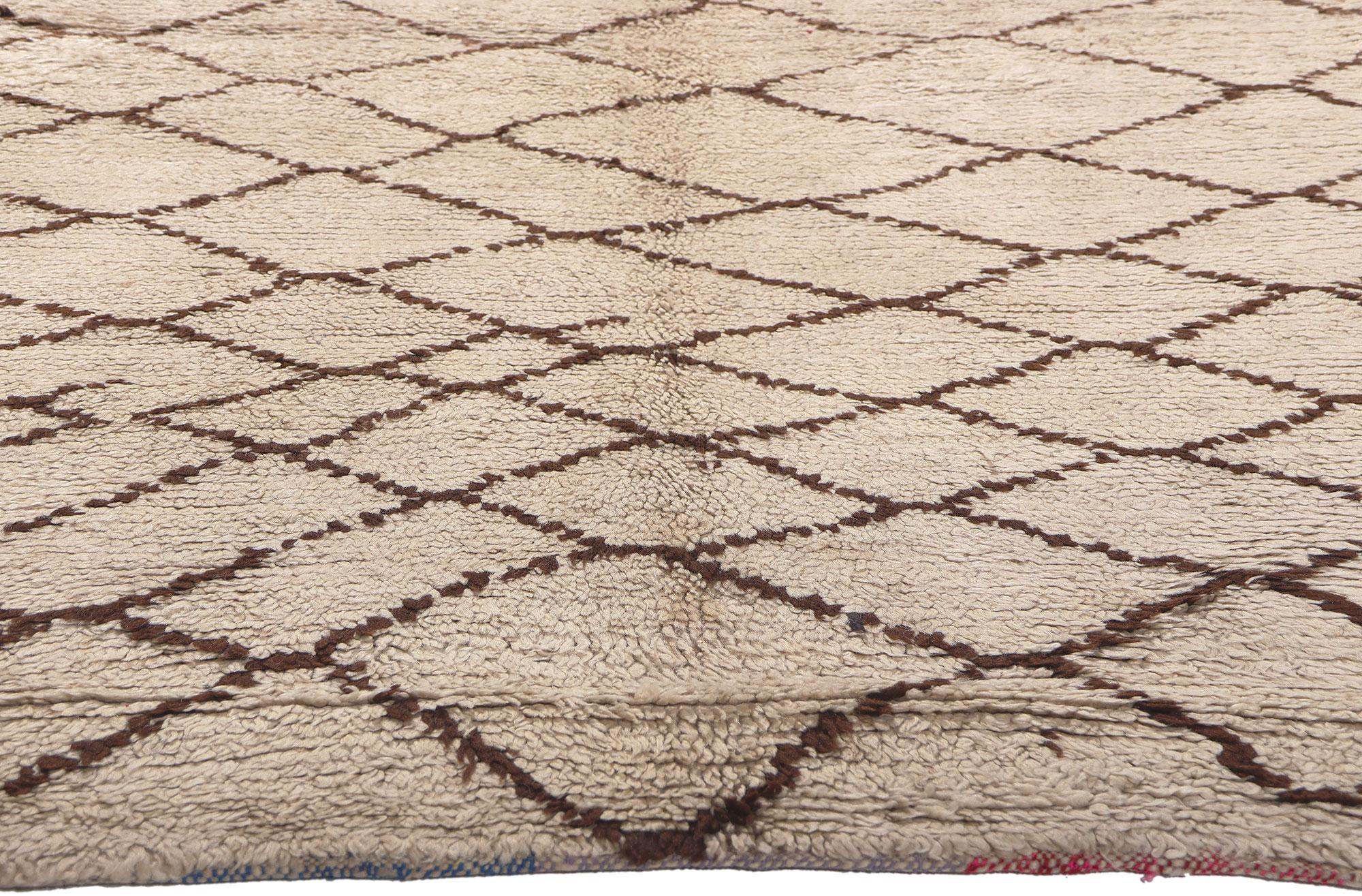 Hand-Knotted Vintage Moroccan Azilal Rug, Wabi-Sabi Meets Tribal Enchantment For Sale