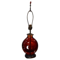 Mid Century Modern Vintage Murano Art Glass Sommerso Lámpara de mesa 