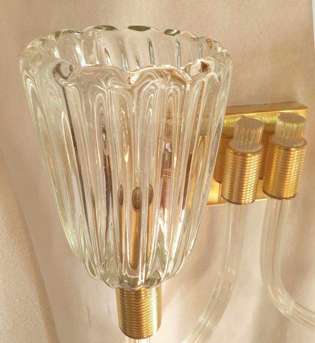 Murano Glass & Brass Sconces, Attr to Barovier - a pair 2