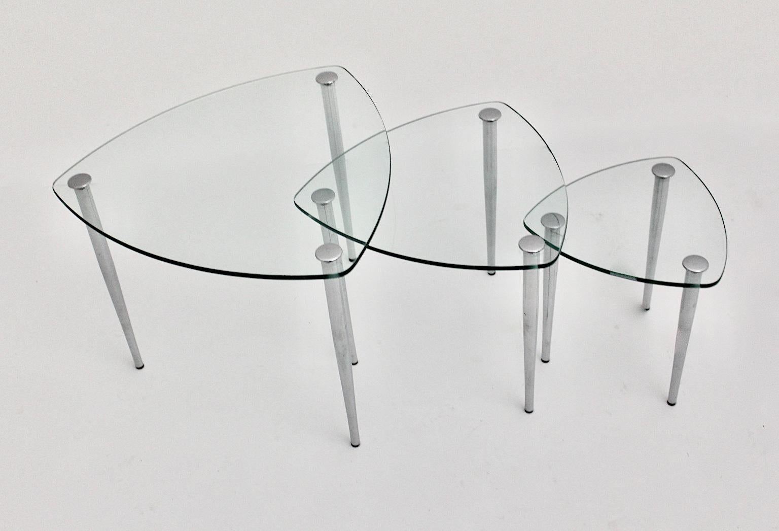 vintage glass nesting tables