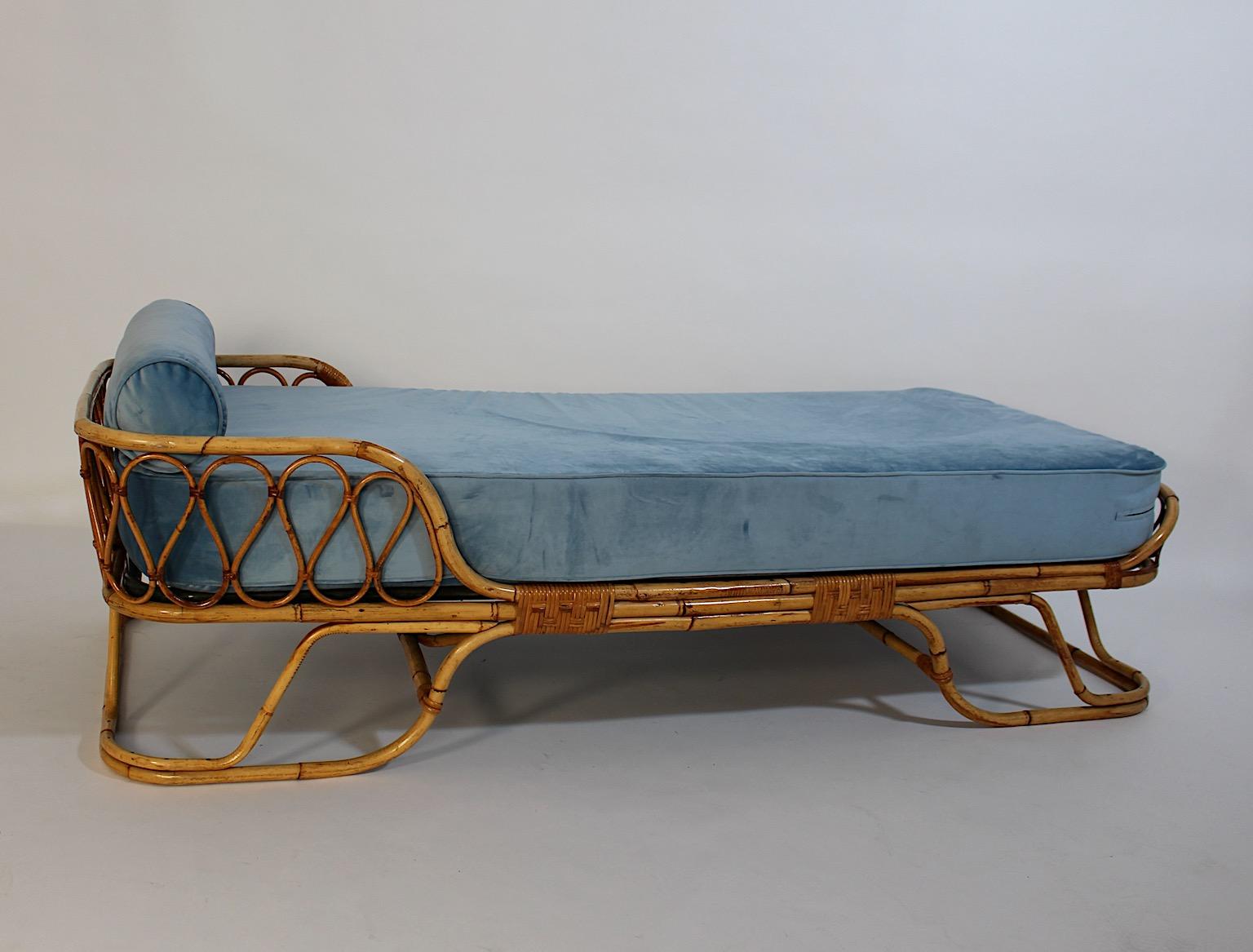 Mid-Century Modern Vintage Organic Rattan Bamboo Daybed Chaise Lounge Gio Ponti  In Good Condition For Sale In Vienna, AT