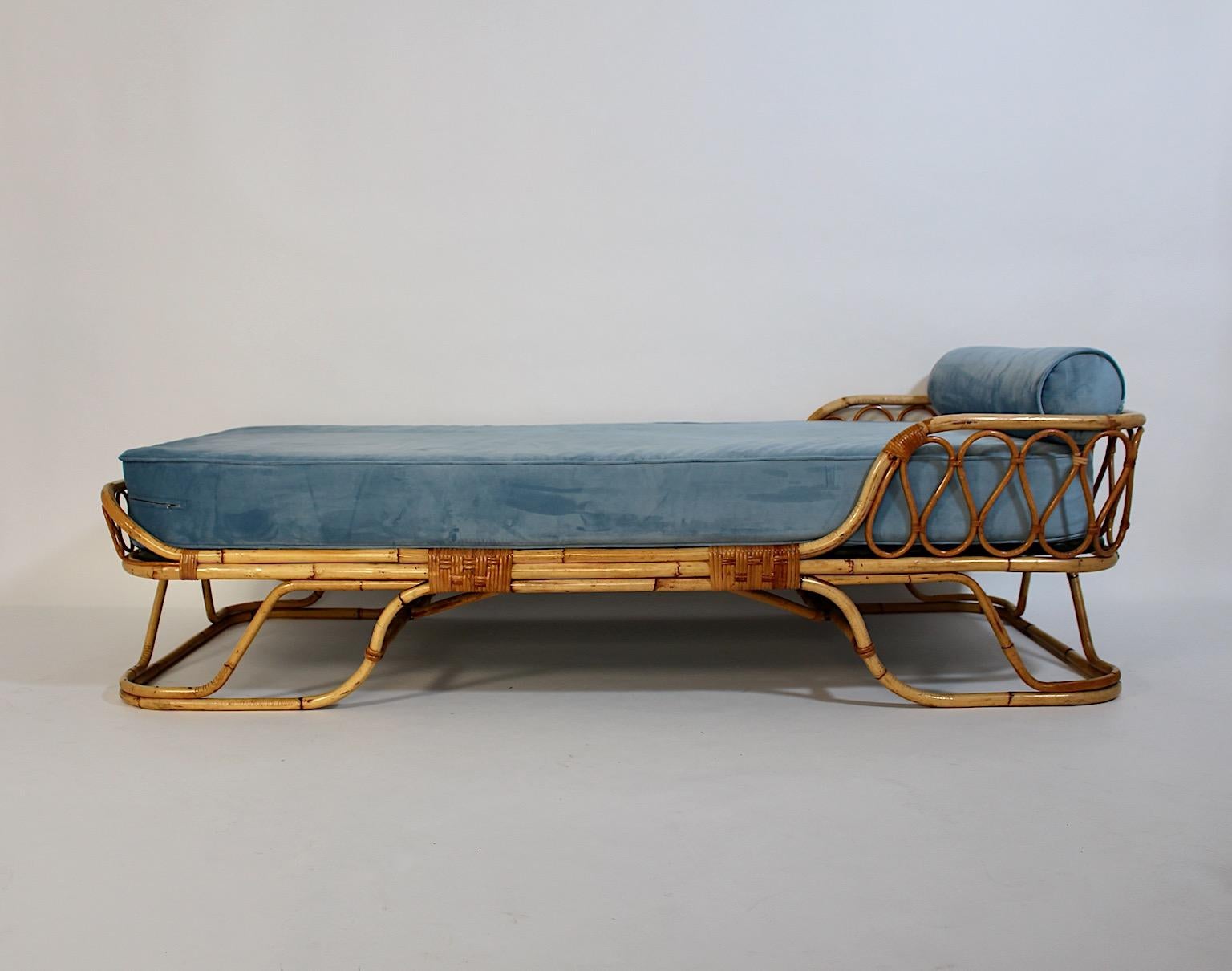 Modernes Vintage Bio-Rattan-Bambus-Tagesbett Chaise Lounge Gio Ponti, Mid-Century Modern  (Metall) im Angebot