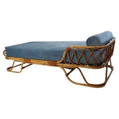 Mid-Century Modern Vintage Organic Rattan Bamboo Daybed Chaise Lounge Gio Ponti 