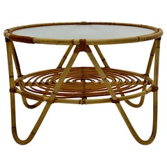 Moderner Vintage-Couchtisch aus organischem Rattan aus der Mitte des Jahrhunderts Tito Agnoli, 1960er Jahre, Italien