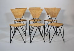 Mid Century Modern Vintage Organic Rattan Metal Dining Chairs Sonett 1950 Vienna