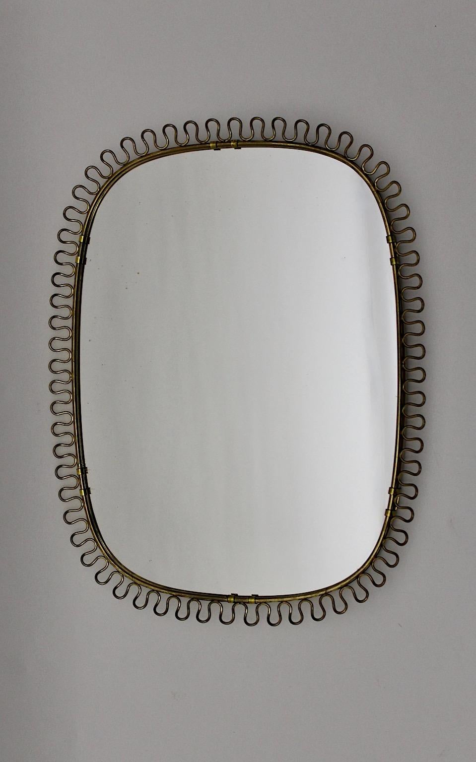 20th Century Mid-Century Modern Vintage Oval Brass Sunburst Mirror Josef Frank Svenkst Tenn  For Sale