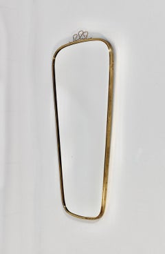 Mid-Century Modern Vintage Oval Brass Wall Mirror Full Length Mirror 1950s