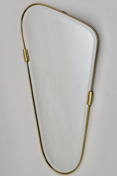 Mid Century Modern Vintage Oval Brass Wall Mirror Full Length Mirror 1950s Italy
