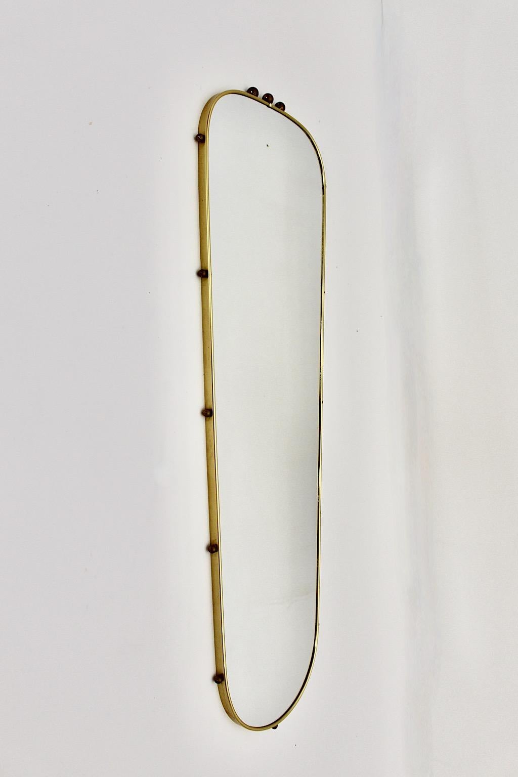 20th Century Mid Century Modern Vintage Oval Brass Wall Mirror Full Length Mirror 1960s Italy