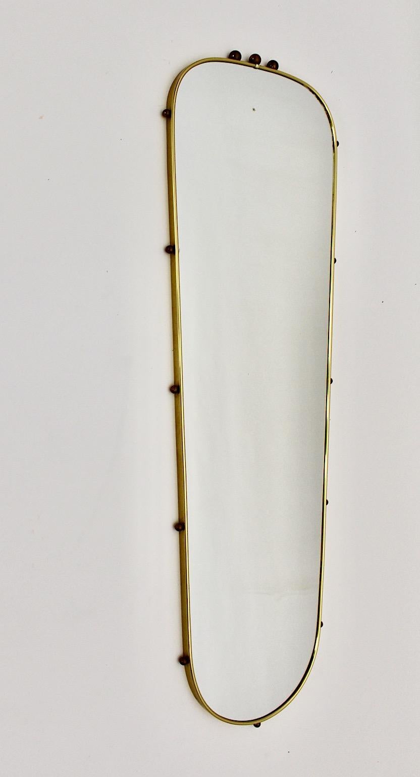 Mid Century Modern Vintage Oval Brass Wall Mirror Full Length Mirror 1960s Italy 2