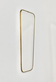 Mid Century Modern Vintage Oval Brassed Metal Floor Mirror 1950s Italy