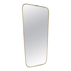Mid Century Modern Vintage Oval Brassed Metal Floor Mirror 1950s Italy