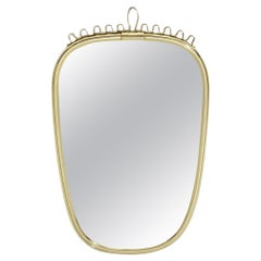 Mid Century Modern Vintage Oval Brassed White Wall Mirror 1960s Austria