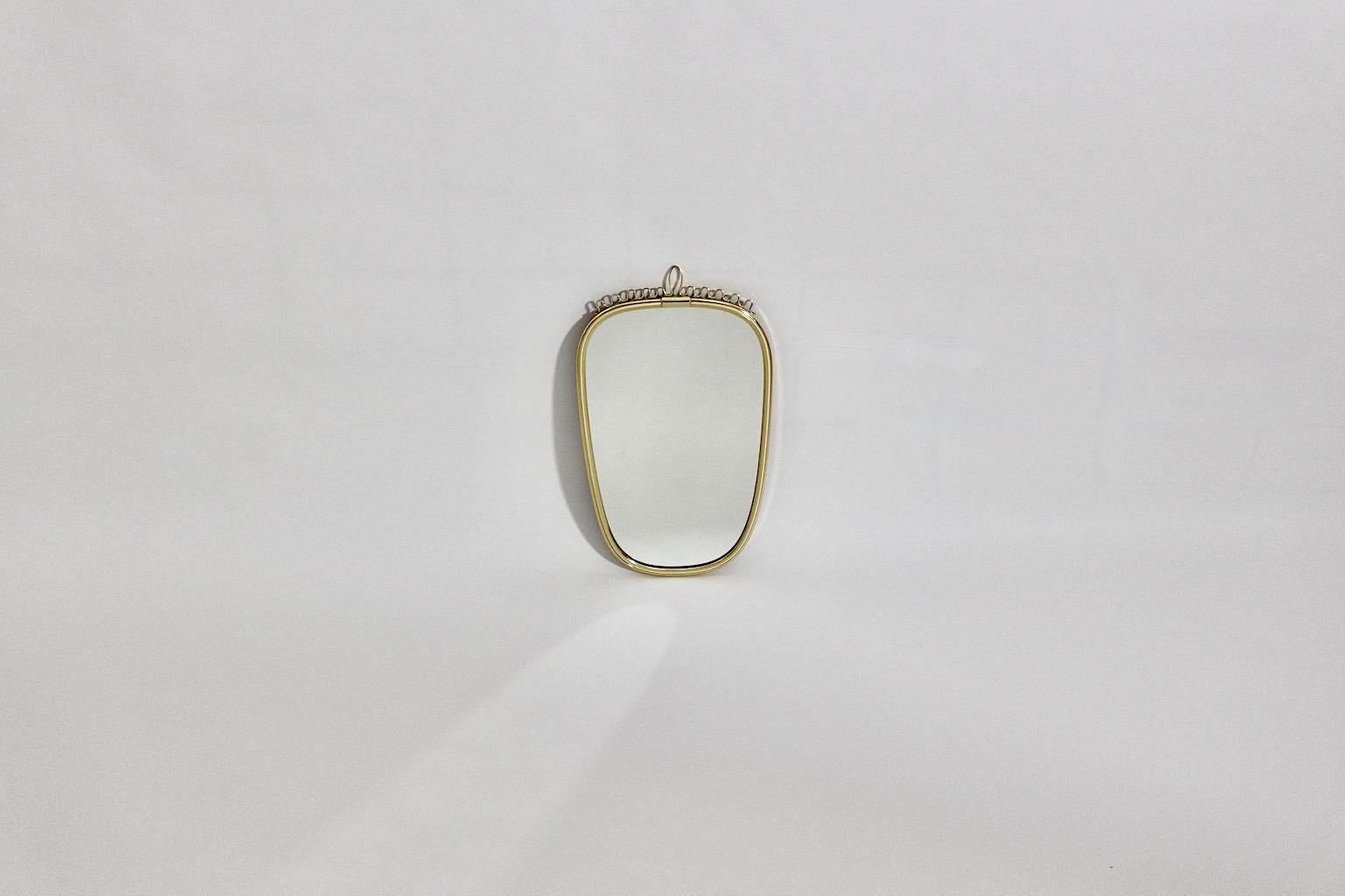 Mid-Century Modern Vintage Brass Oval Wall Mirror, 1960s, Germany For Sale 2