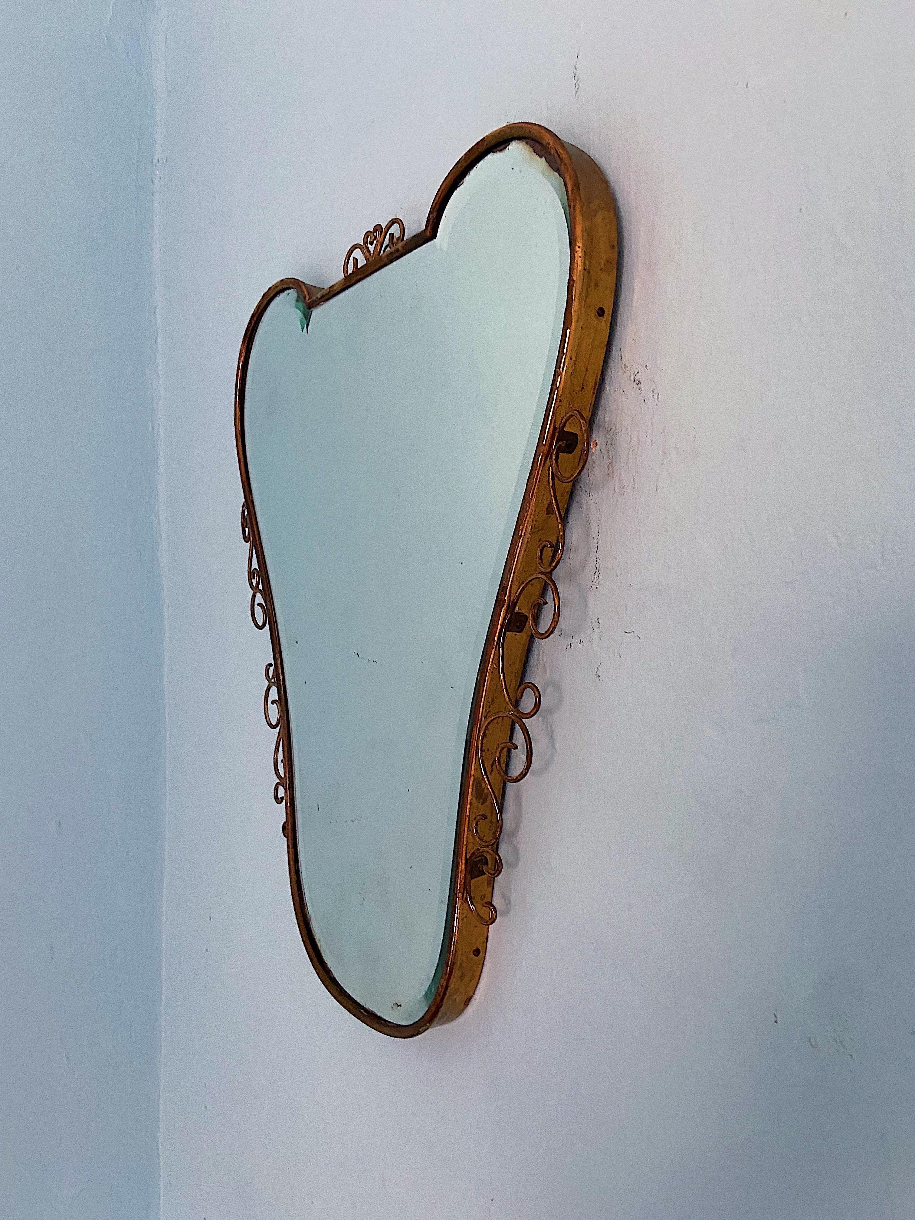 Mid-Century Modern Vintage Oval Wall Mirror Attributed Gio Ponti, 1950s, Italy In Good Condition For Sale In Palermo, PA