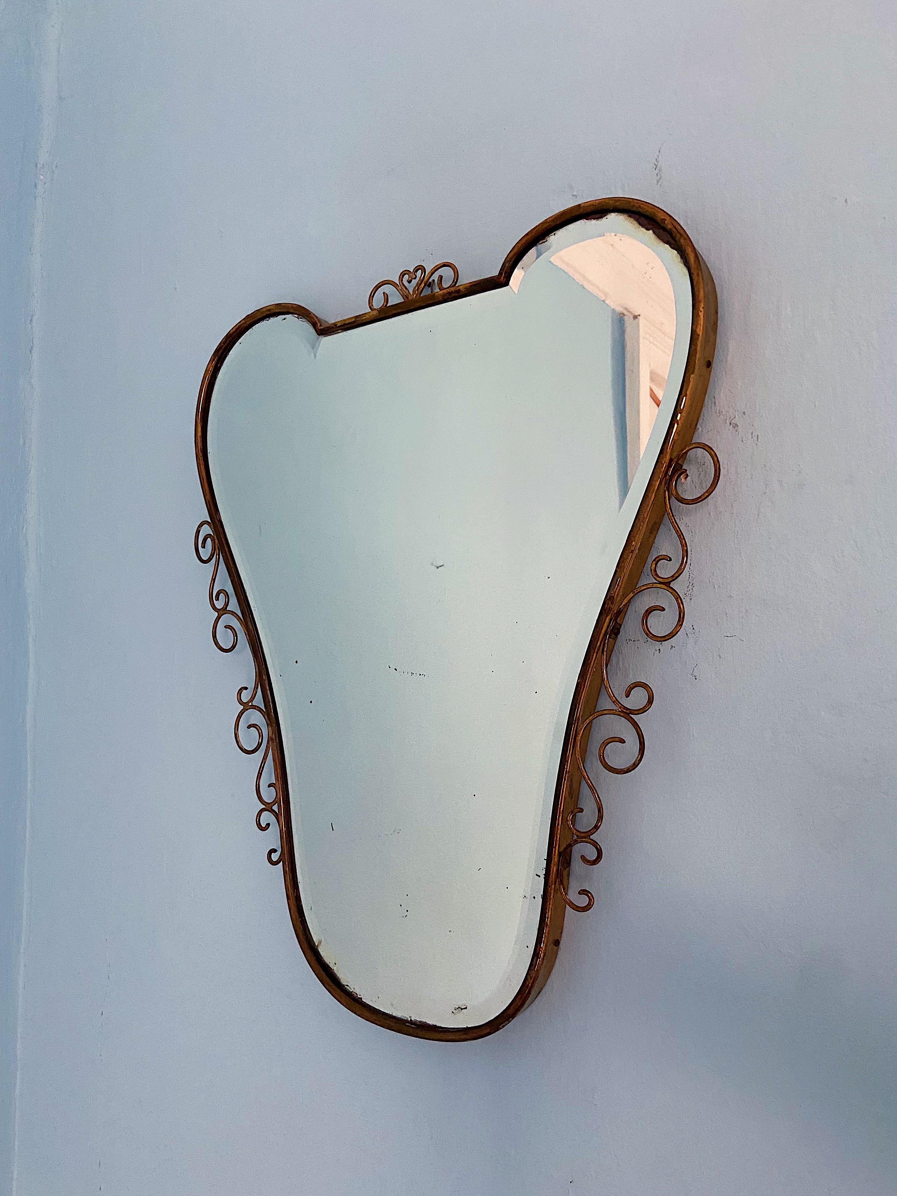 20th Century Mid-Century Modern Vintage Oval Wall Mirror Attributed Gio Ponti, 1950s, Italy For Sale