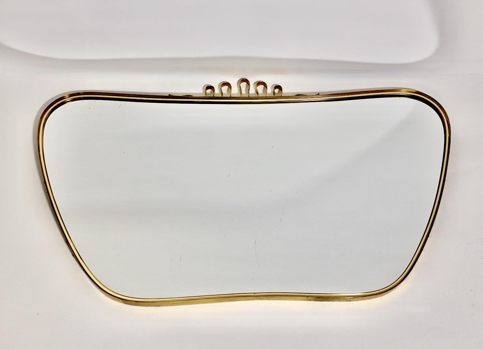 Brass Mid-Century Modern Vintage Oval Wall Mirror Attributed Gio Ponti, 1950s, Italy For Sale