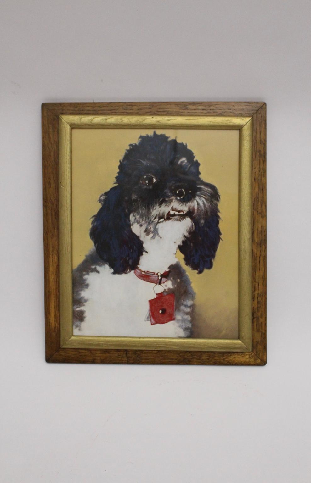 Mid-Century Modern Vintage Painting with Poodle Motif, circa 1950 In Good Condition For Sale In Vienna, AT