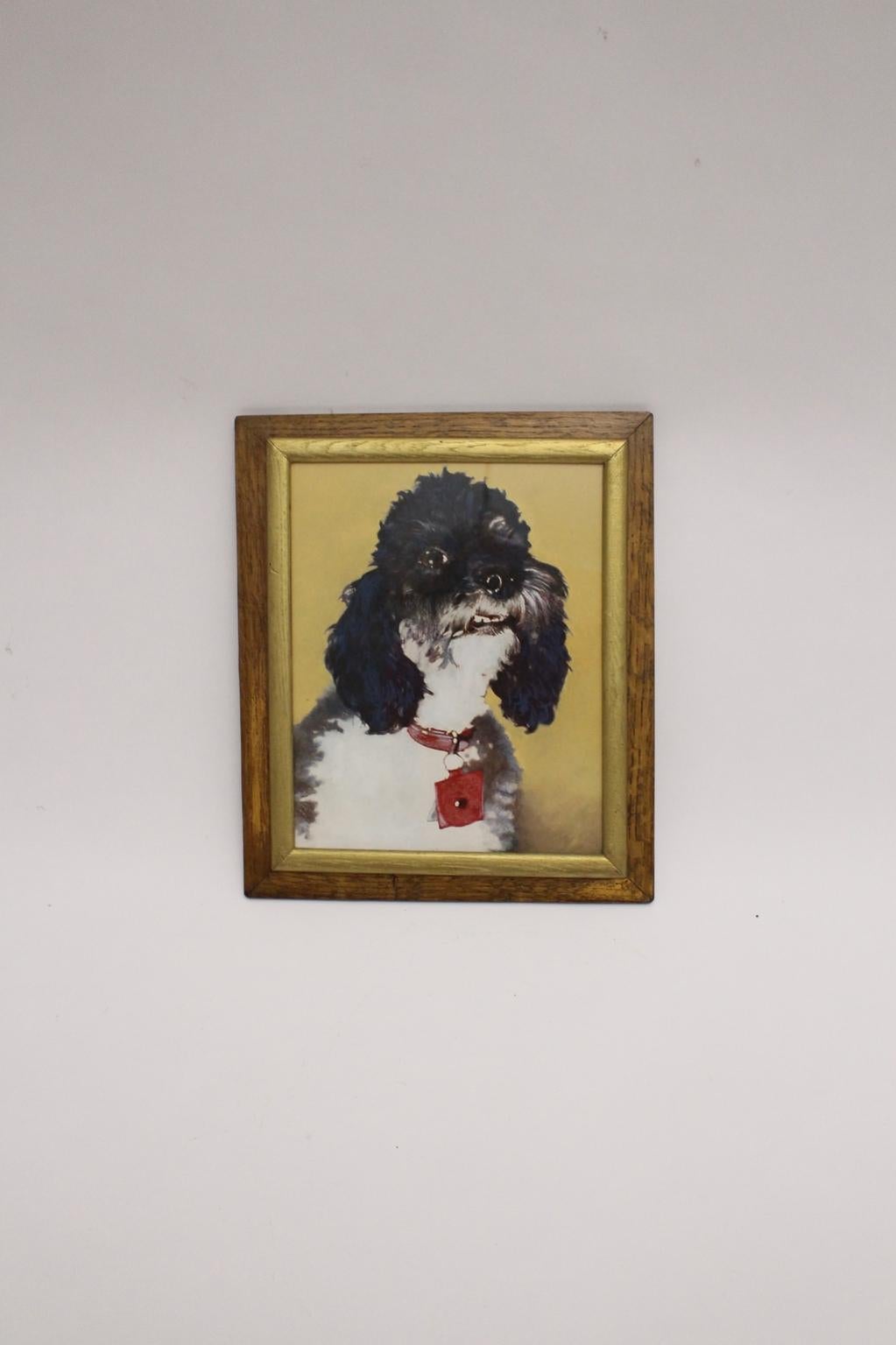 20th Century Mid-Century Modern Vintage Painting with Poodle Motif, circa 1950 For Sale