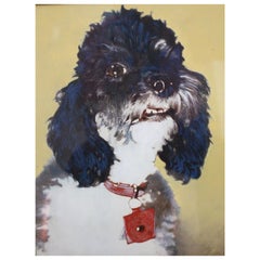 Mid-Century Modern Vintage Painting with Poodle Motif, circa 1950