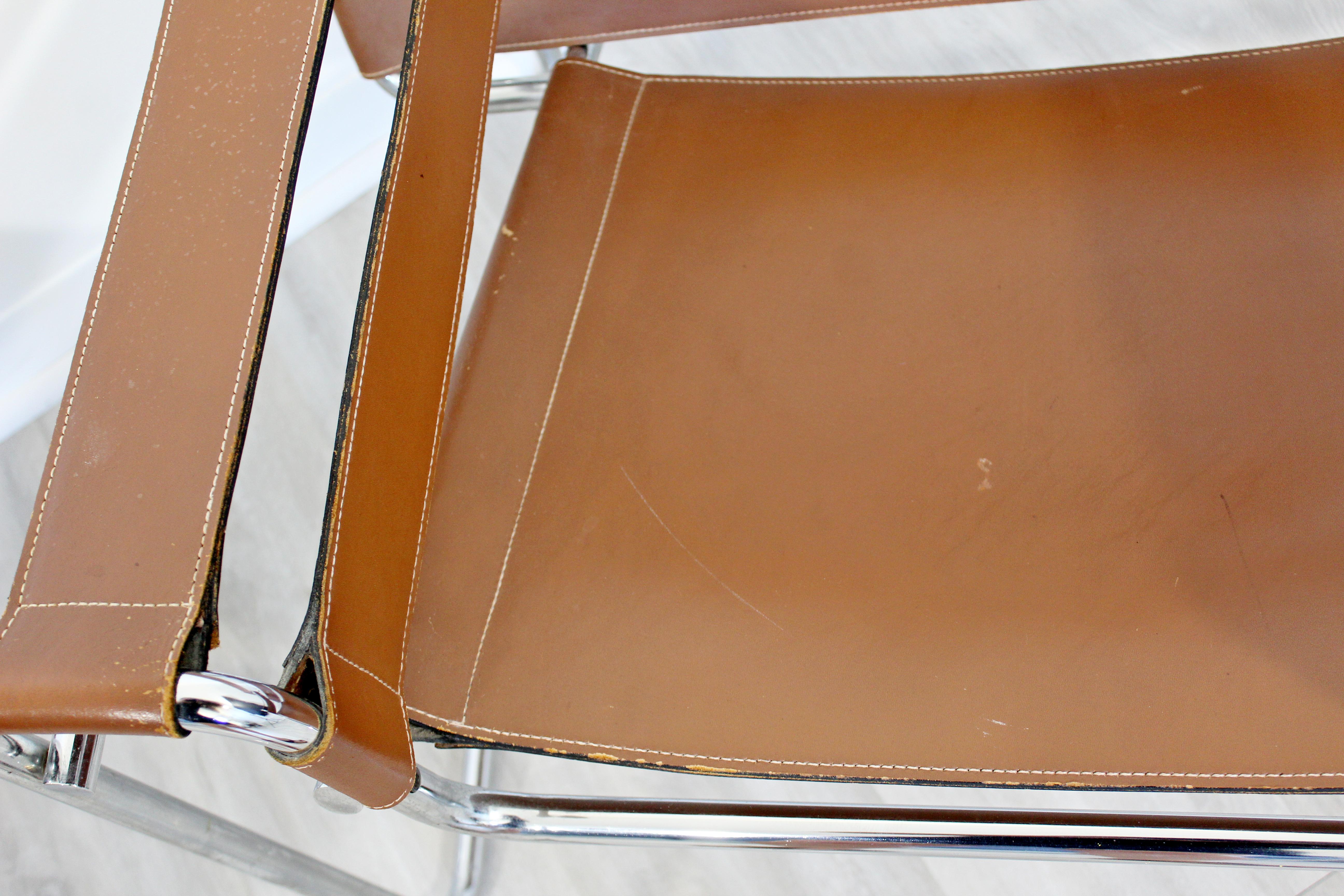 Italian Mid-Century Modern Vintage Pair Brown Wassily Chairs Marcel Breuer Stendig Italy