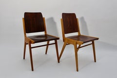 Mid Century Modern Vintage Pair Franz Schuster Bicolor Dining Chairs 1959 Vienna