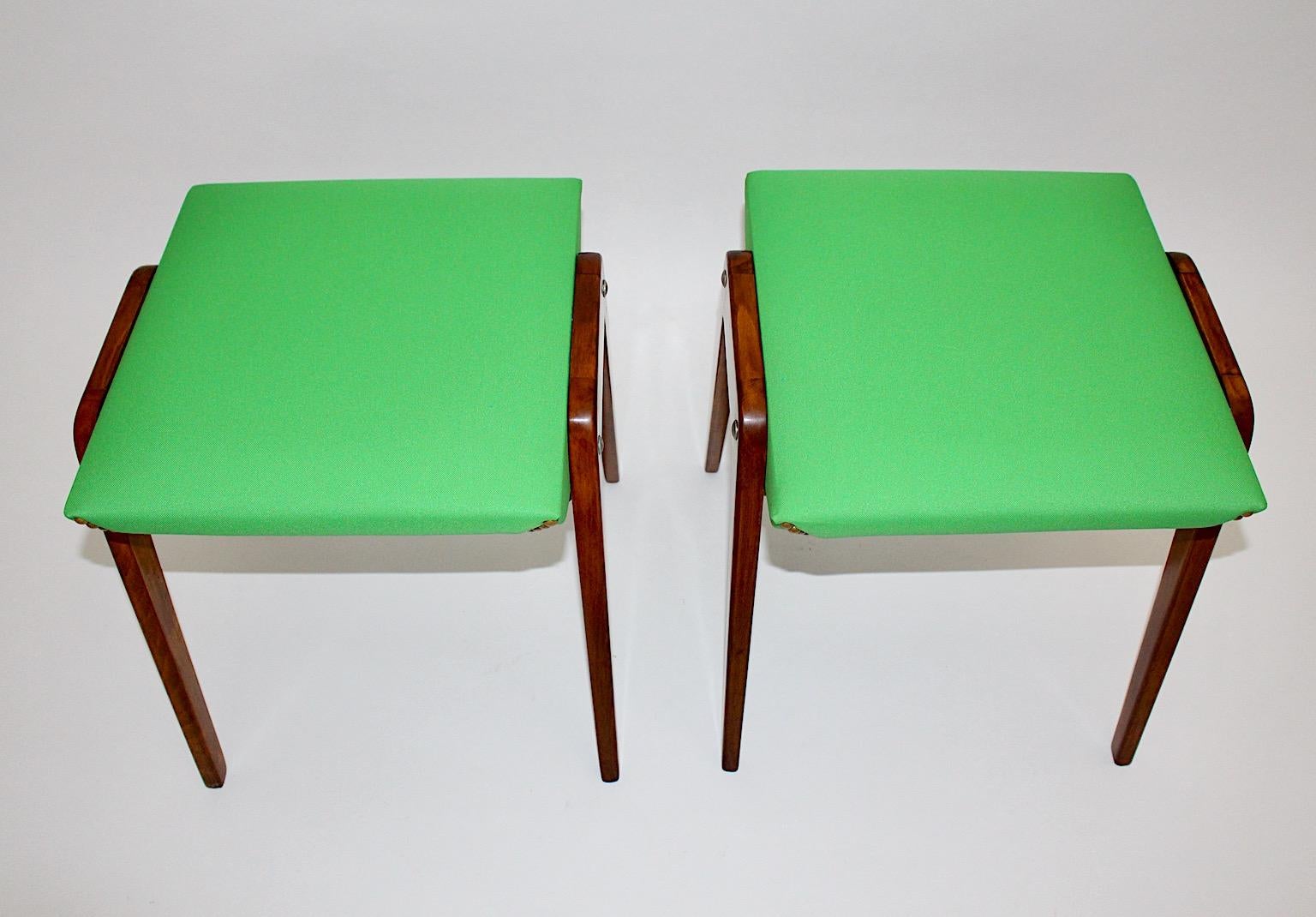 Mid Century Modern Vintage Pair of Beech Stools Roland Rainer c. 1955 Austria For Sale 6