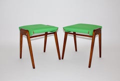Mid Century Modern Vintage Pair of Beech Stools Roland Rainer c. 1955 Austria