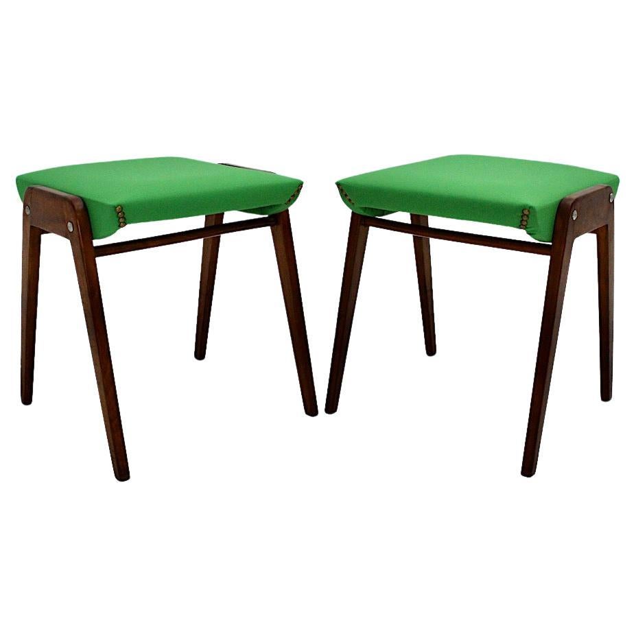 Mid Century Modern Vintage Pair of Beech Stools Roland Rainer c. 1955 Austria For Sale