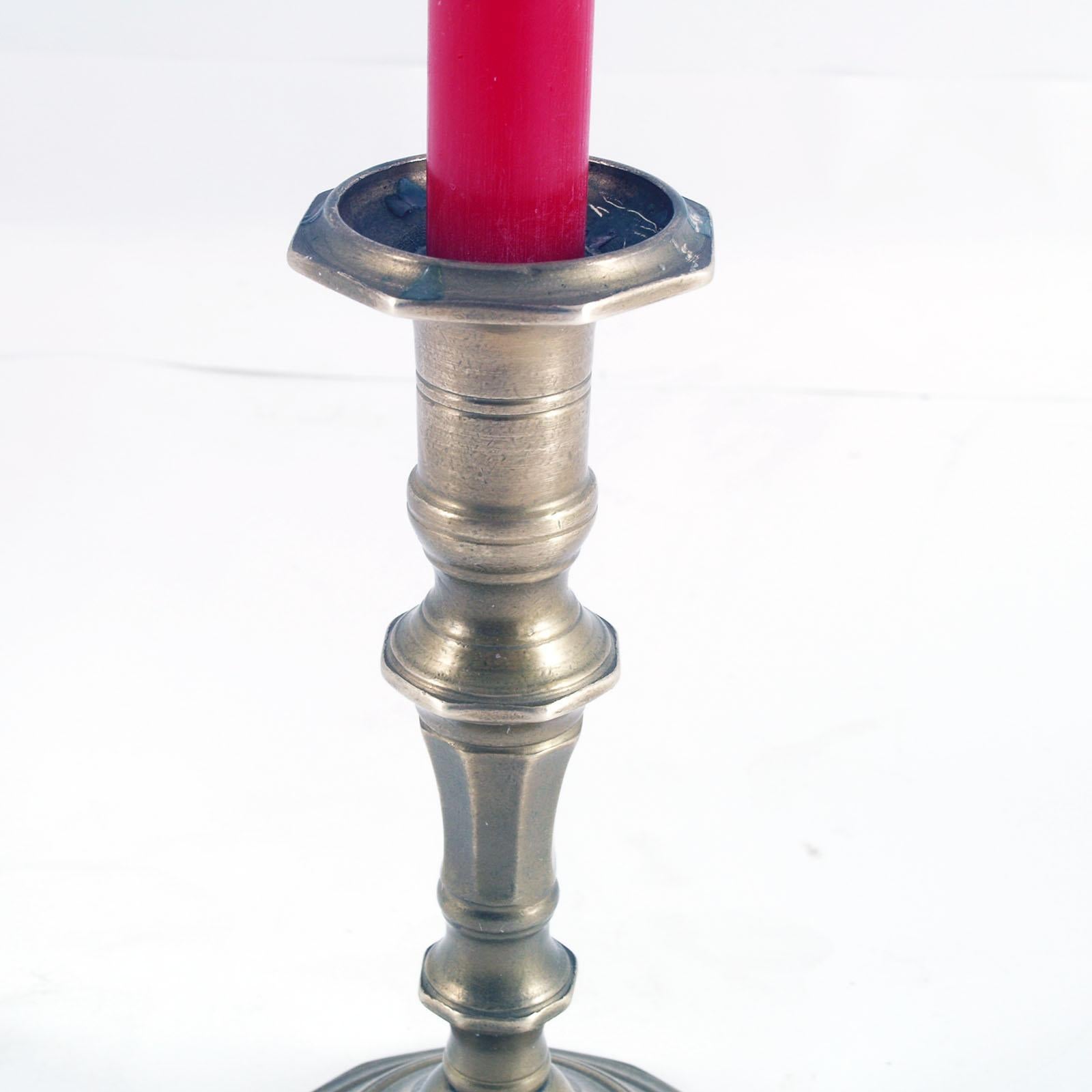 Baroque Mid-century modern Vintage Pair of Gold Cast Bronze Candlesticks For Sale