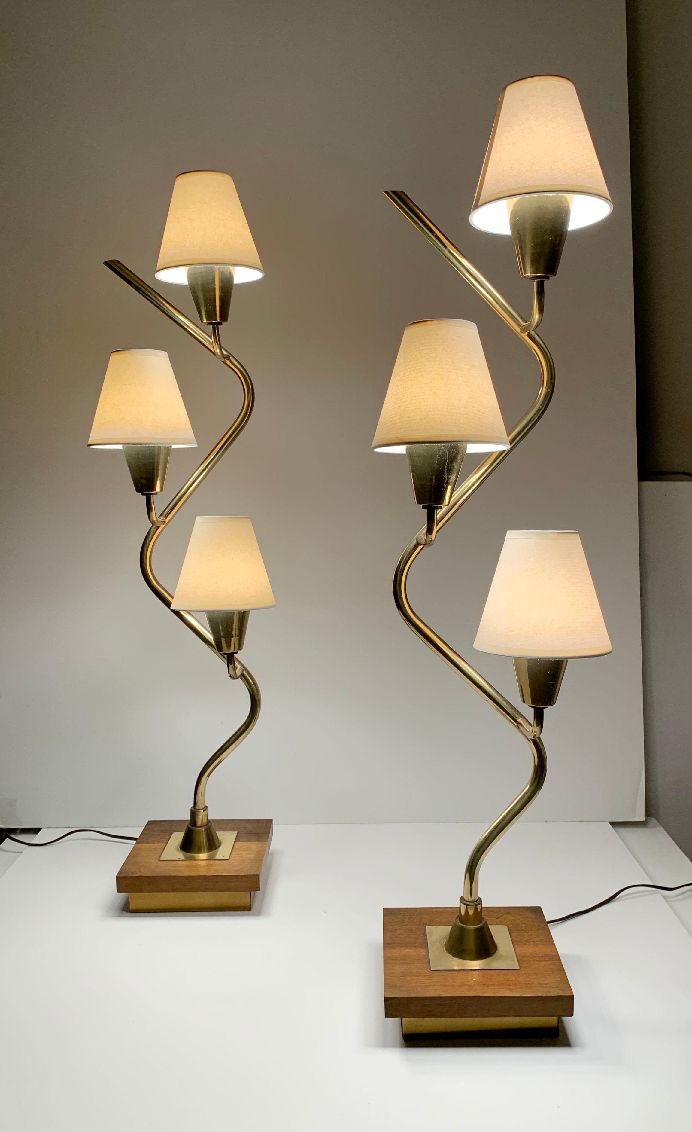 20th Century Mid-Century Modern Vintage Pair of Serpentine Table Lamps