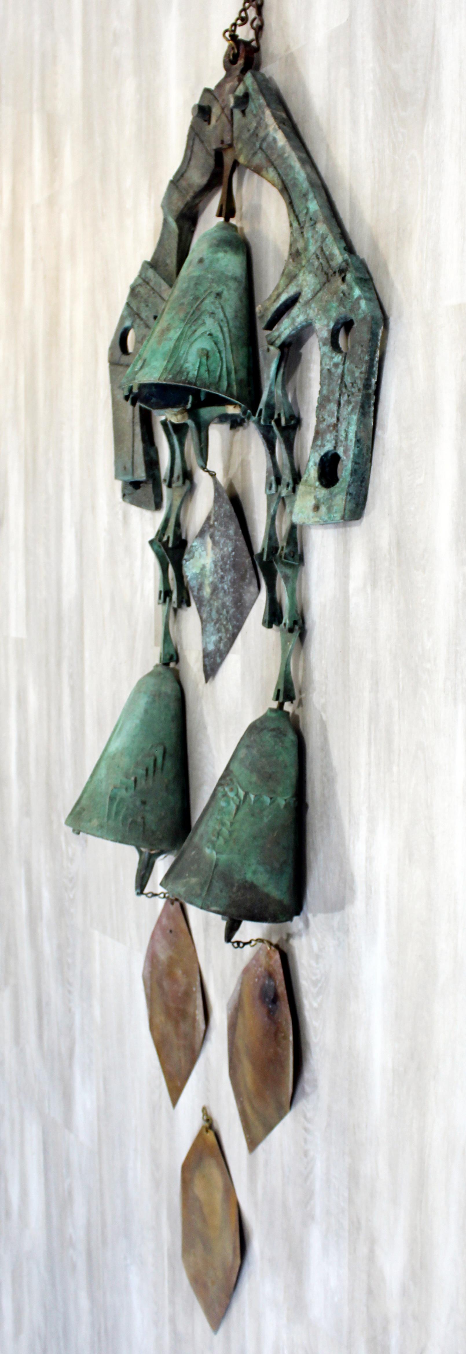 Italian Mid-Century Modern Vintage Paolo Soleri Large Bronze Chimes Bells, Italy