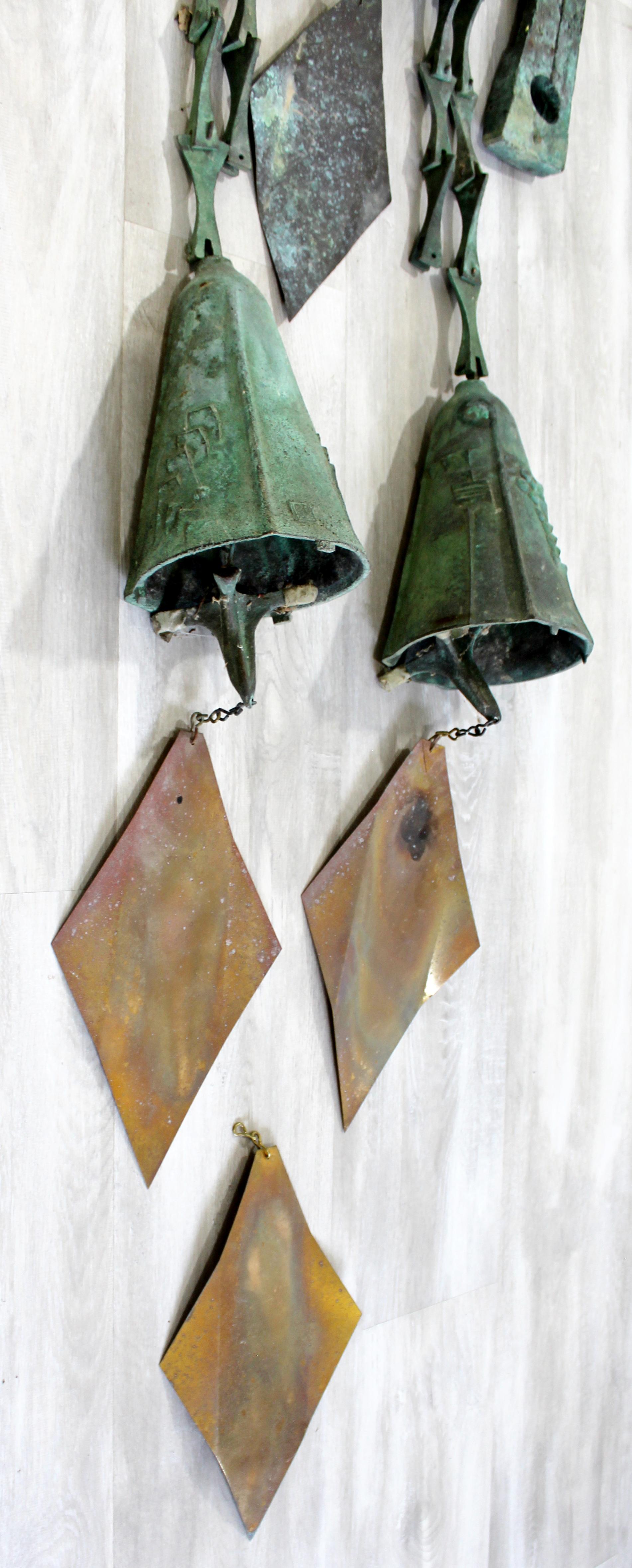 Mid-Century Modern Vintage Paolo Soleri Large Bronze Chimes Bells, Italy 1