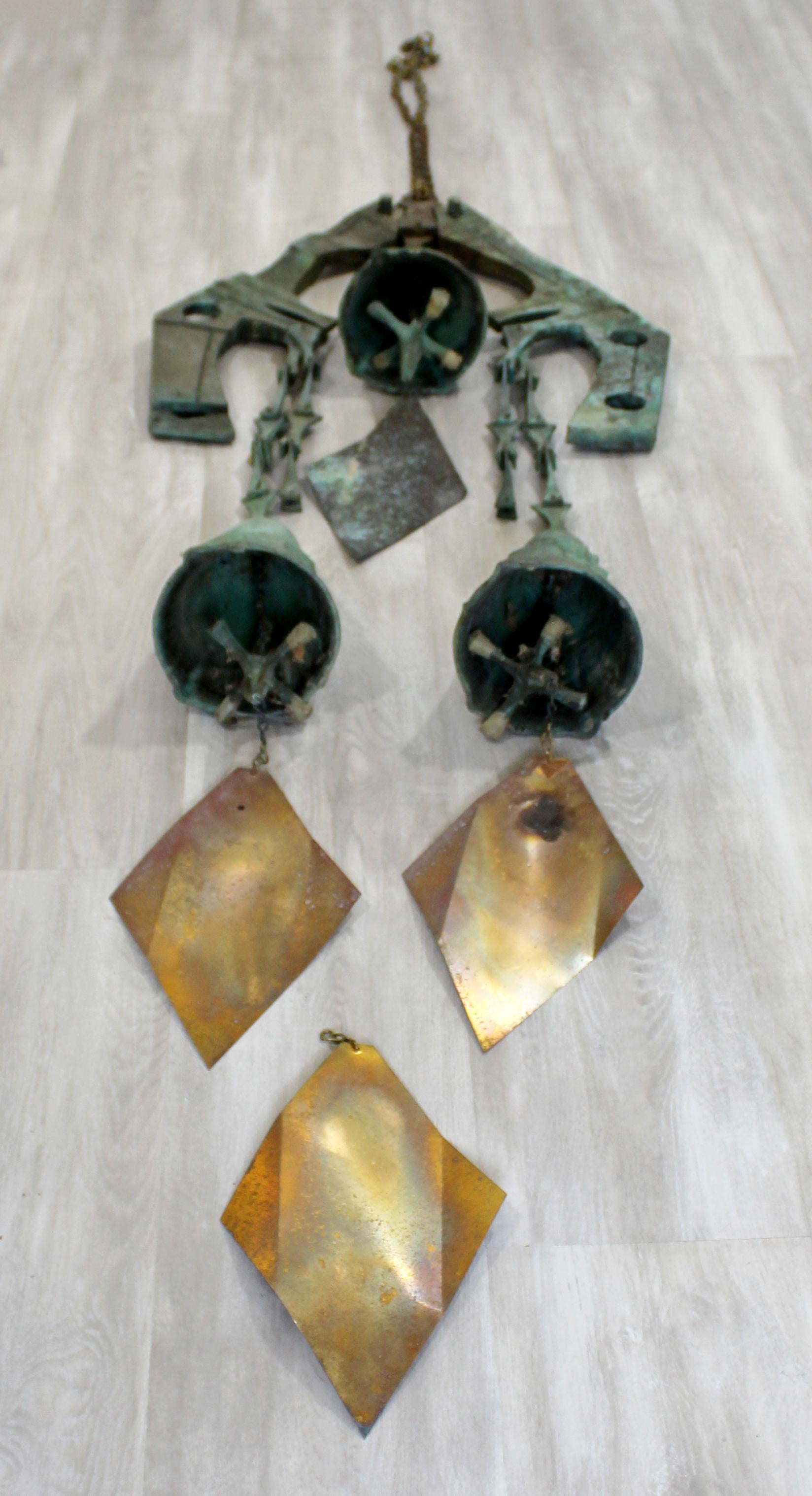 Mid-Century Modern Vintage Paolo Soleri Large Bronze Chimes Bells, Italy 2