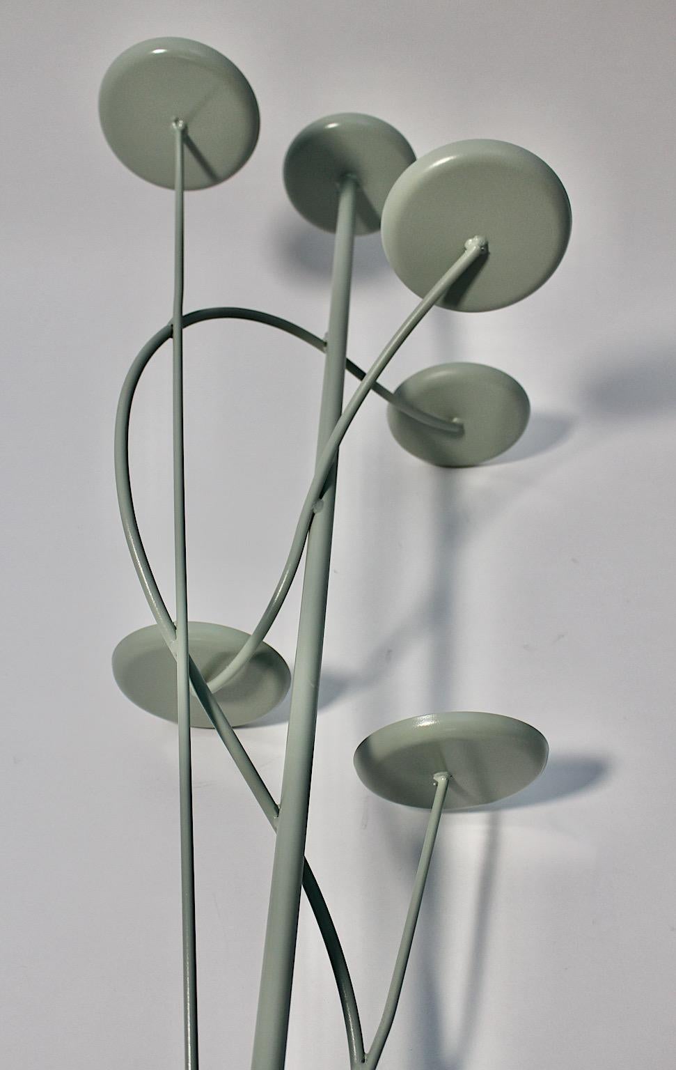 Mid Century Modern Vintage Pastel Green Metal Flower Stand Flower Rack 1950s For Sale 5