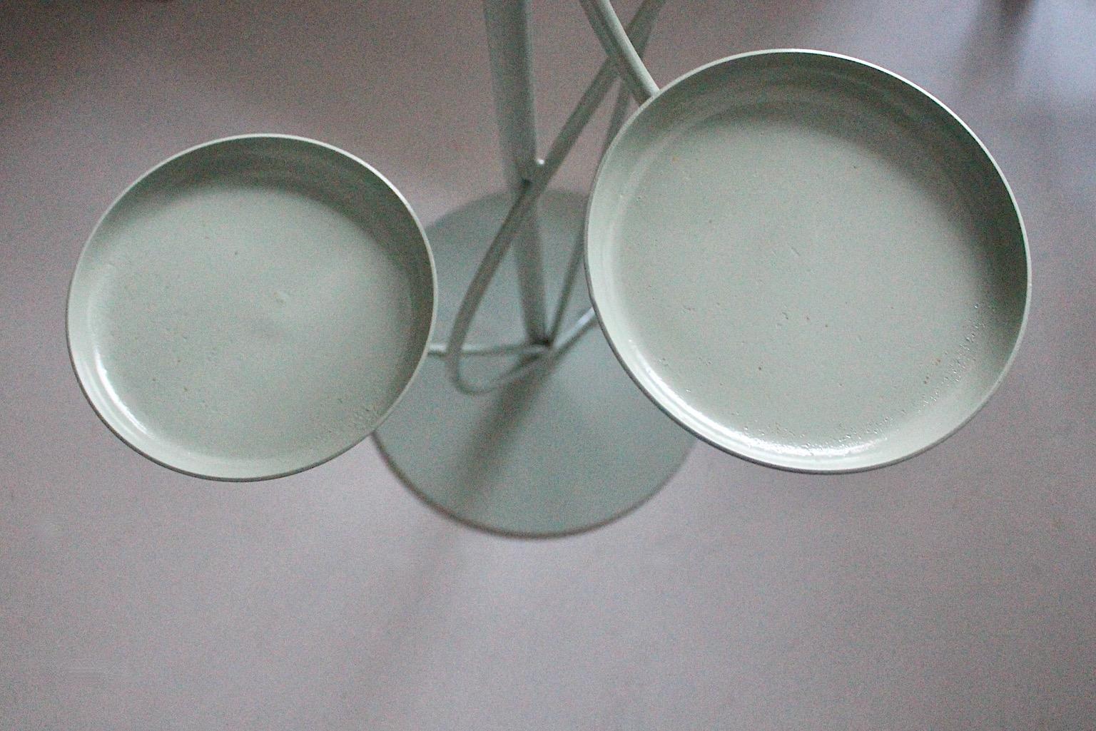 Mid Century Modern Vintage Pastel Green Metal Flower Stand Flower Rack 1950s For Sale 6