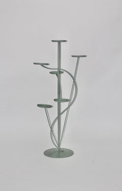 Mid Century Modern Vintage Pastel Green Metal Flower Stand Flower Rack 1950s