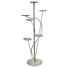 Mid Century Modern Vintage Pastel Green Metal Flower Stand Flower Rack 1950s