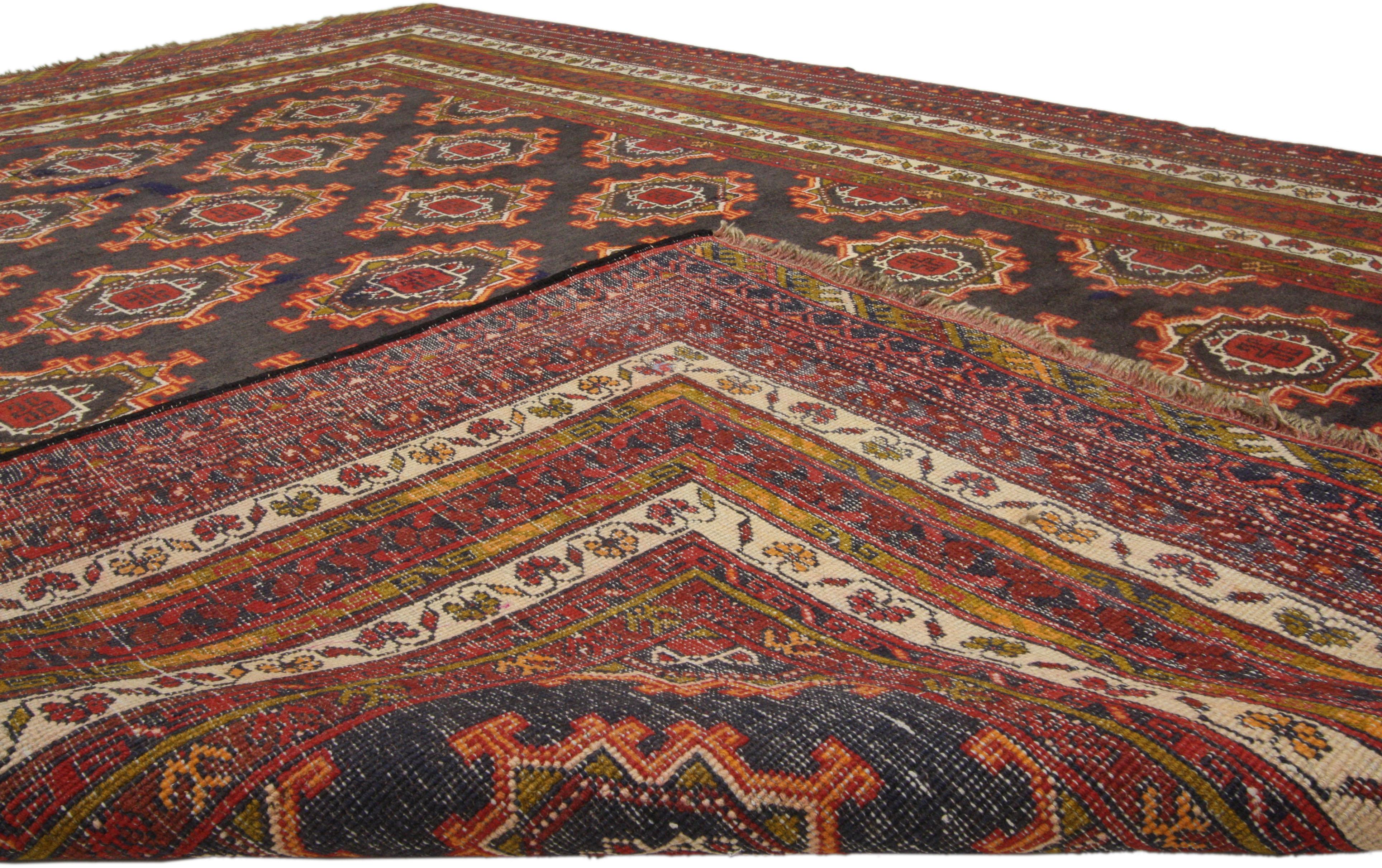 Mid-Century Modern Vintage Persian Baluch Rug with Tribal Style In Good Condition In Dallas, TX