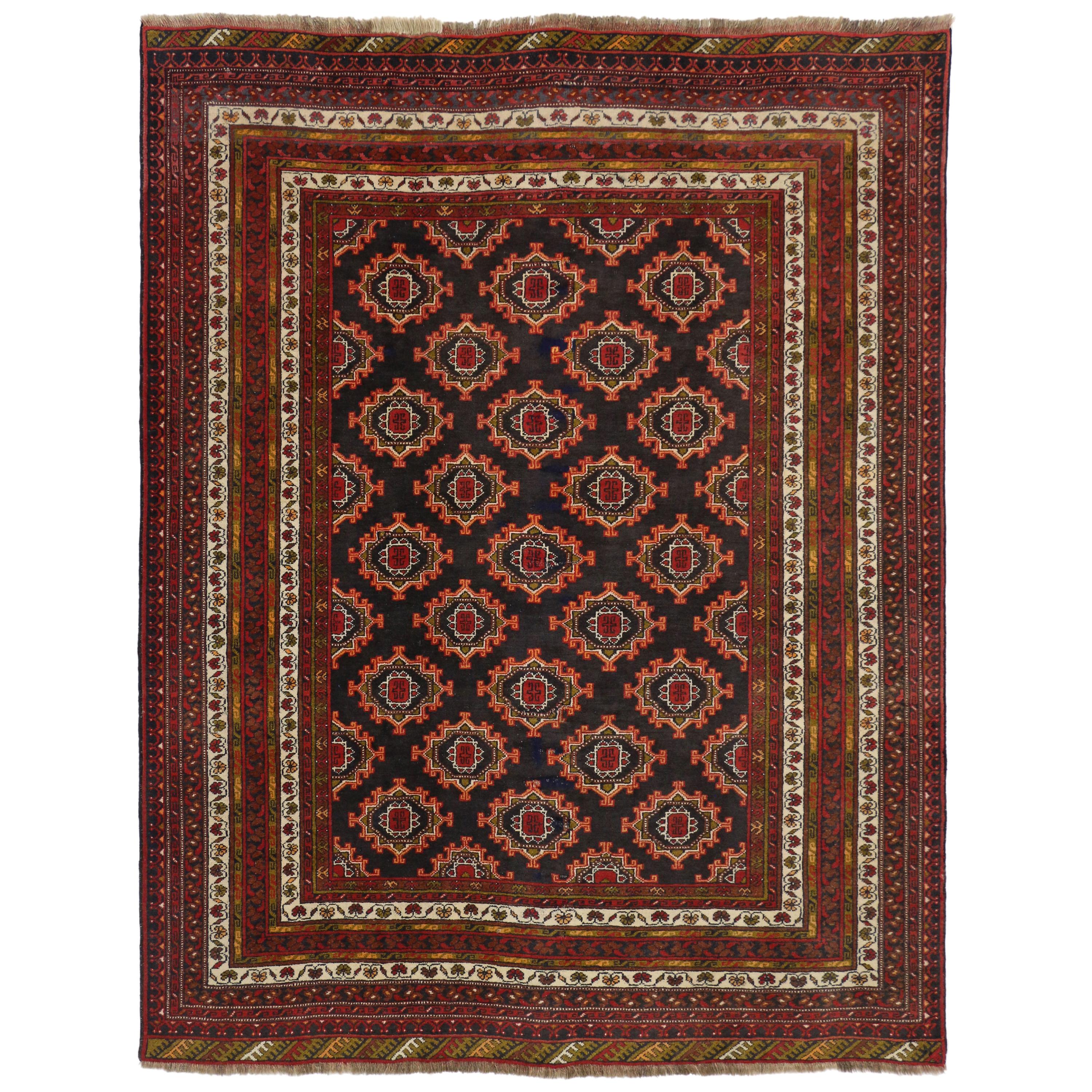 Mid-Century Modern Vintage Persian Baluch Rug with Tribal Style